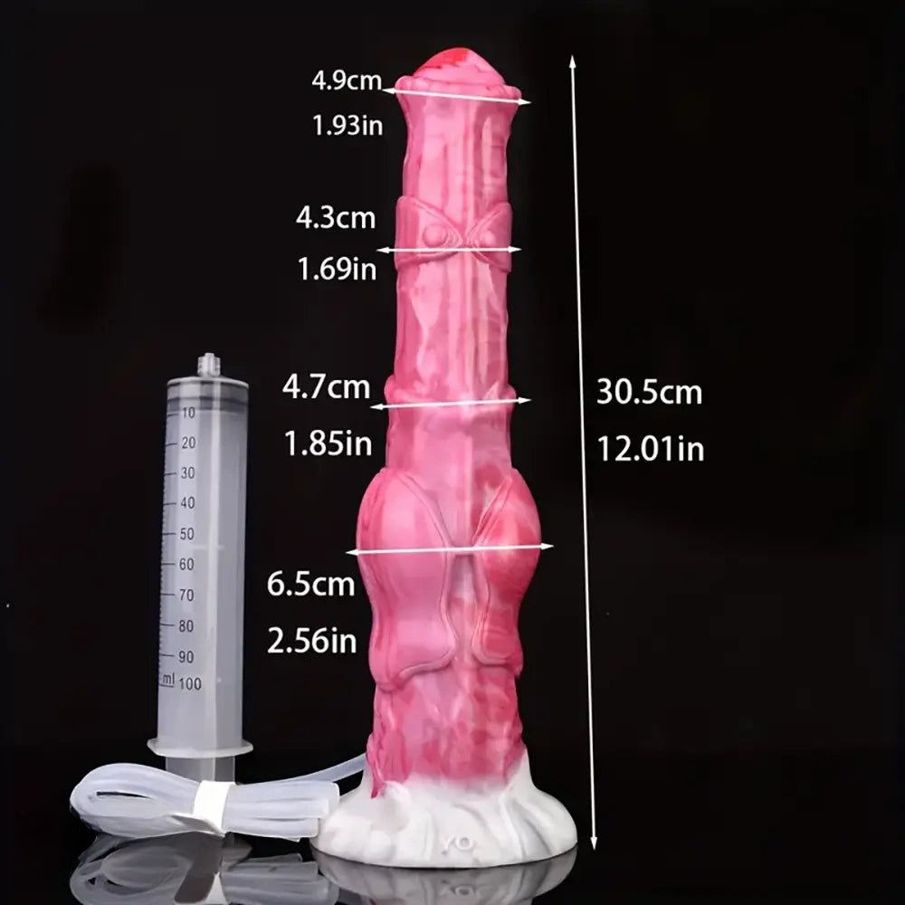 Pink Knotted Squirting Dildo - Silicone Animal-Style Dildo