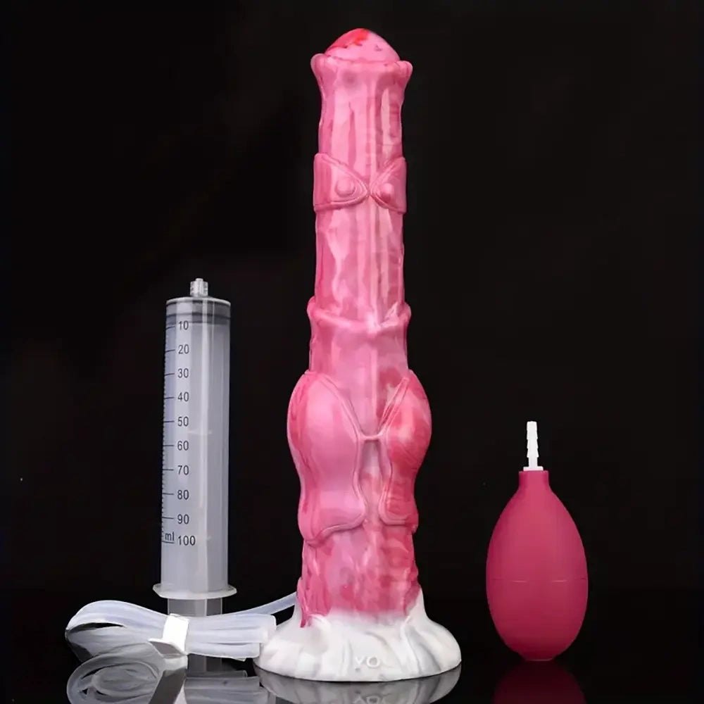 Pink Knotted Squirting Dildo - Silicone Animal-Style Dildo