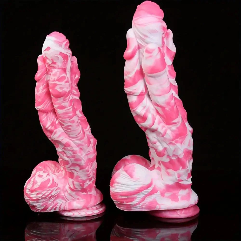Pink Marble Ridged Anal Dildo - Anal Dildo In 2 Sizes