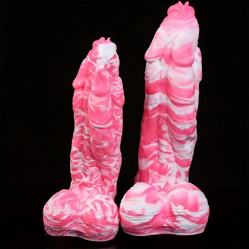 Pink Marble Ridged Anal Dildo - Anal Dildo In 2 Sizes