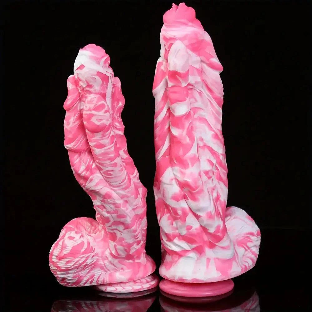 Pink Marble Ridged Anal Dildo - Anal Dildo In 2 Sizes