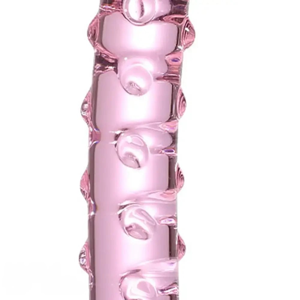 Pink Ribbed Glass Dildo 6.6in - Glass G-Spot Dildo