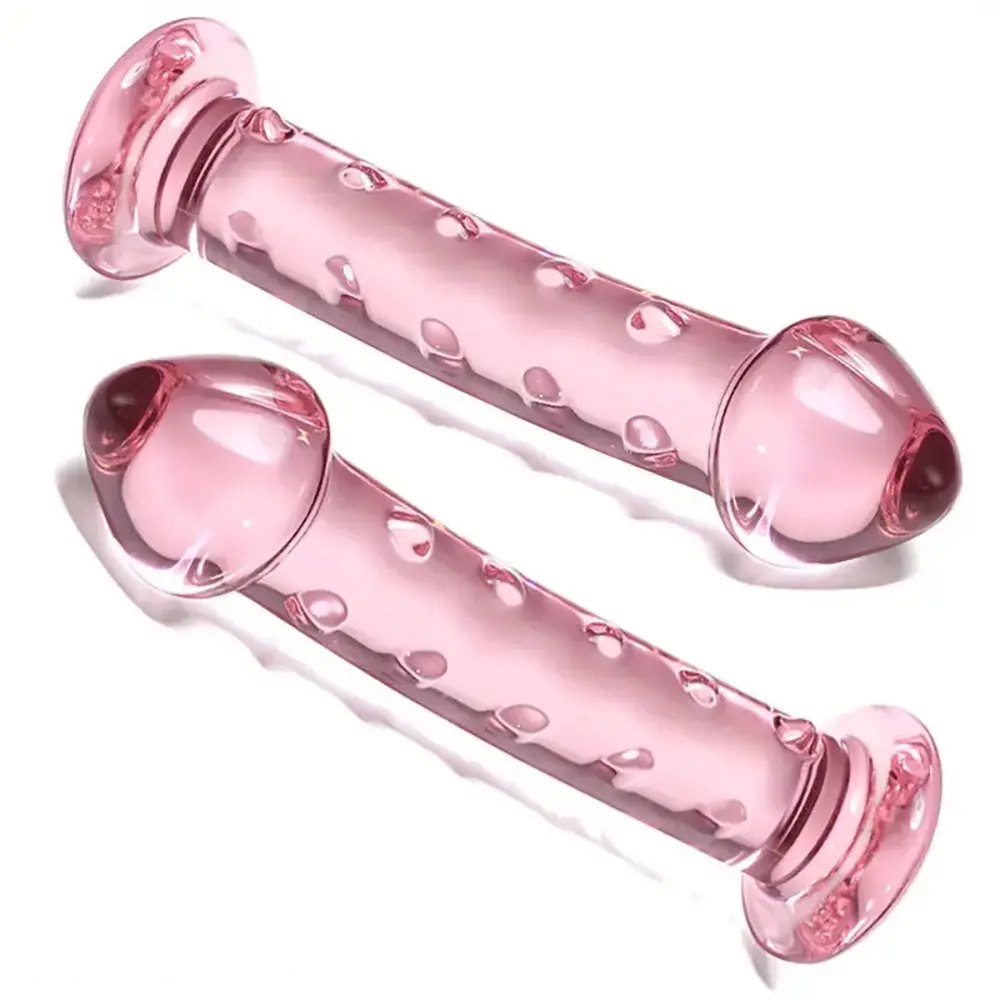 Pink Ribbed Glass Dildo 6.6in - Glass G-Spot Dildo