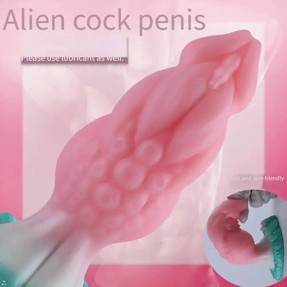 Pink Ridged Knot Dildo - Silicone Animal Knot Dildo