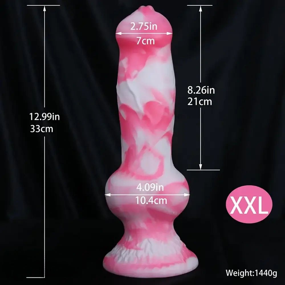 Pink Silicone Dog Knot Dildo - Knotted Animal Dildo