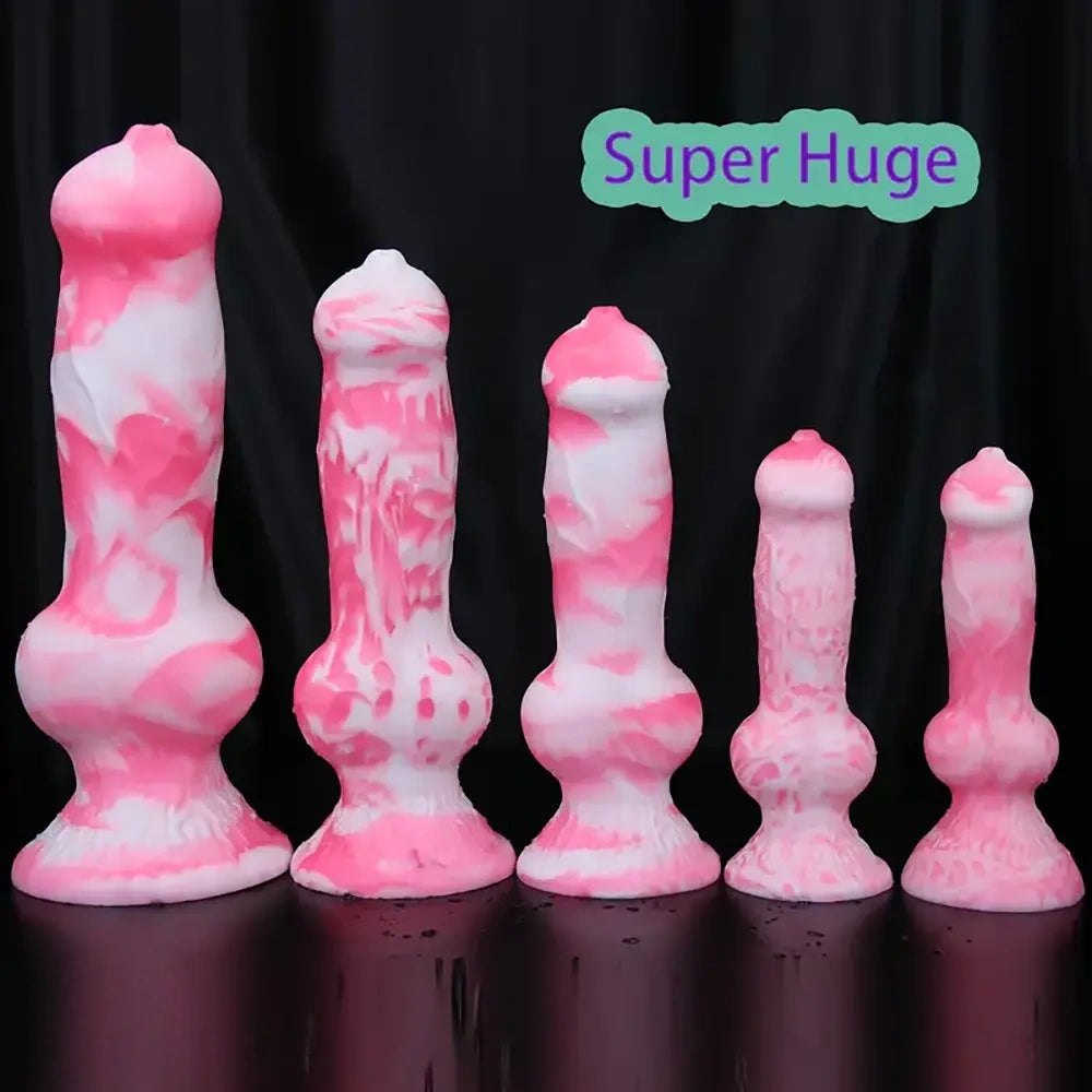 Pink Silicone Dog Knot Dildo - Knotted Animal Dildo