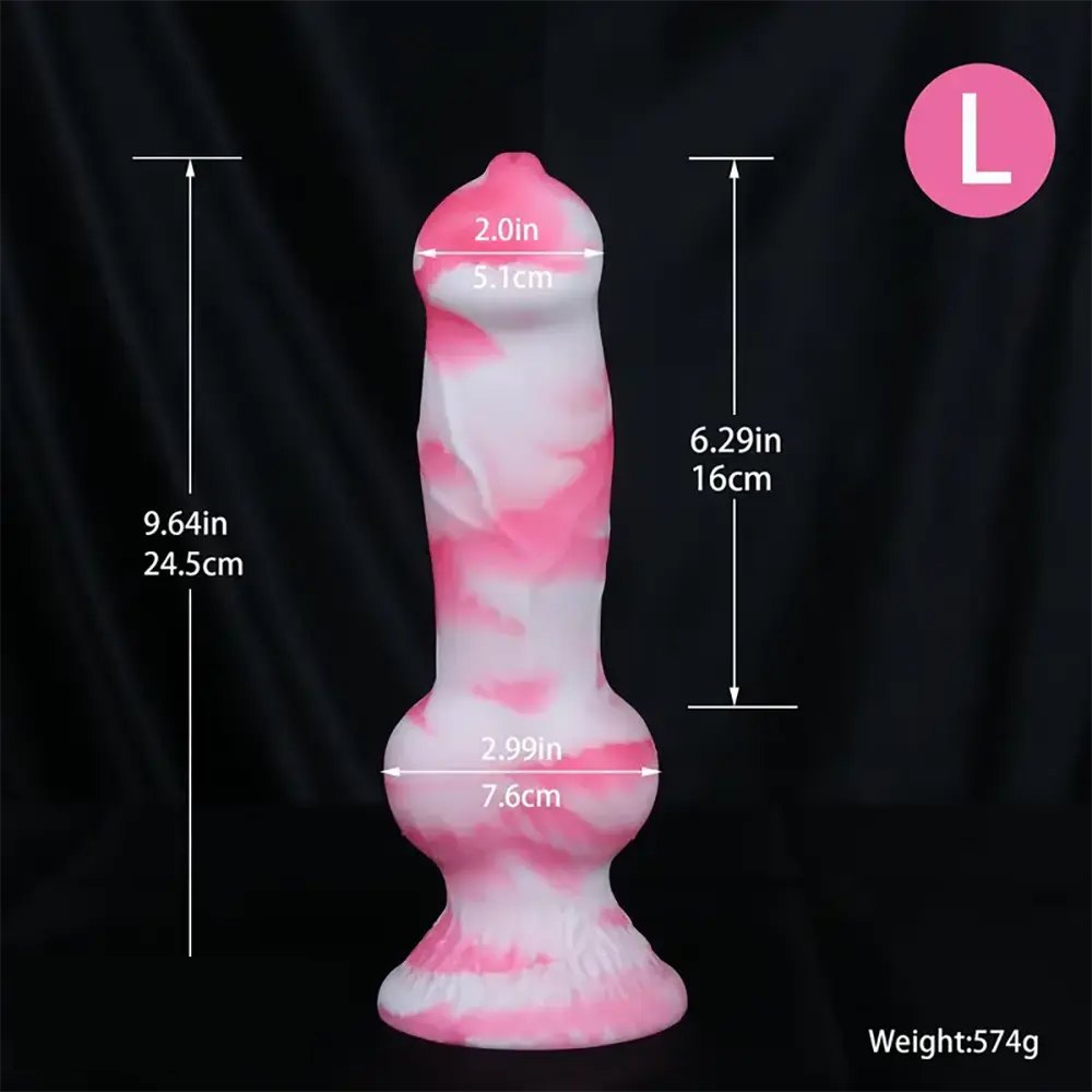 Pink Silicone Dog Knot Dildo - Knotted Animal Dildo