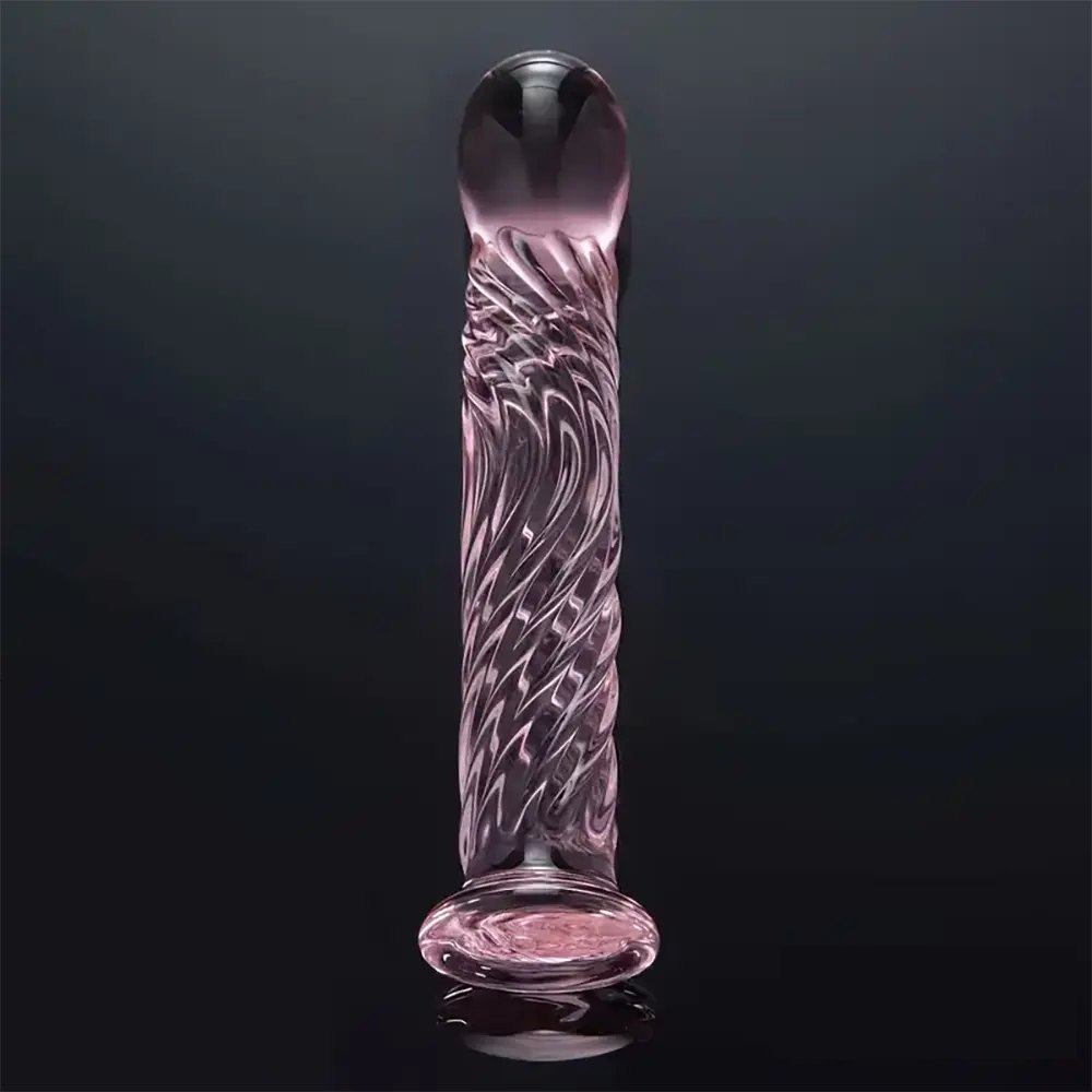 Pink Threaded Glass Dildo - Glass Dildo 6.69 in