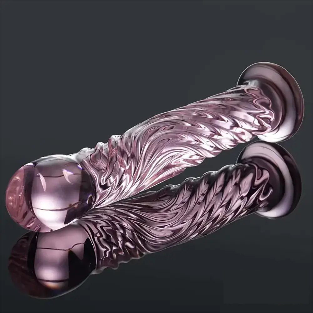 Pink Threaded Glass Dildo - Glass Dildo 6.69 in