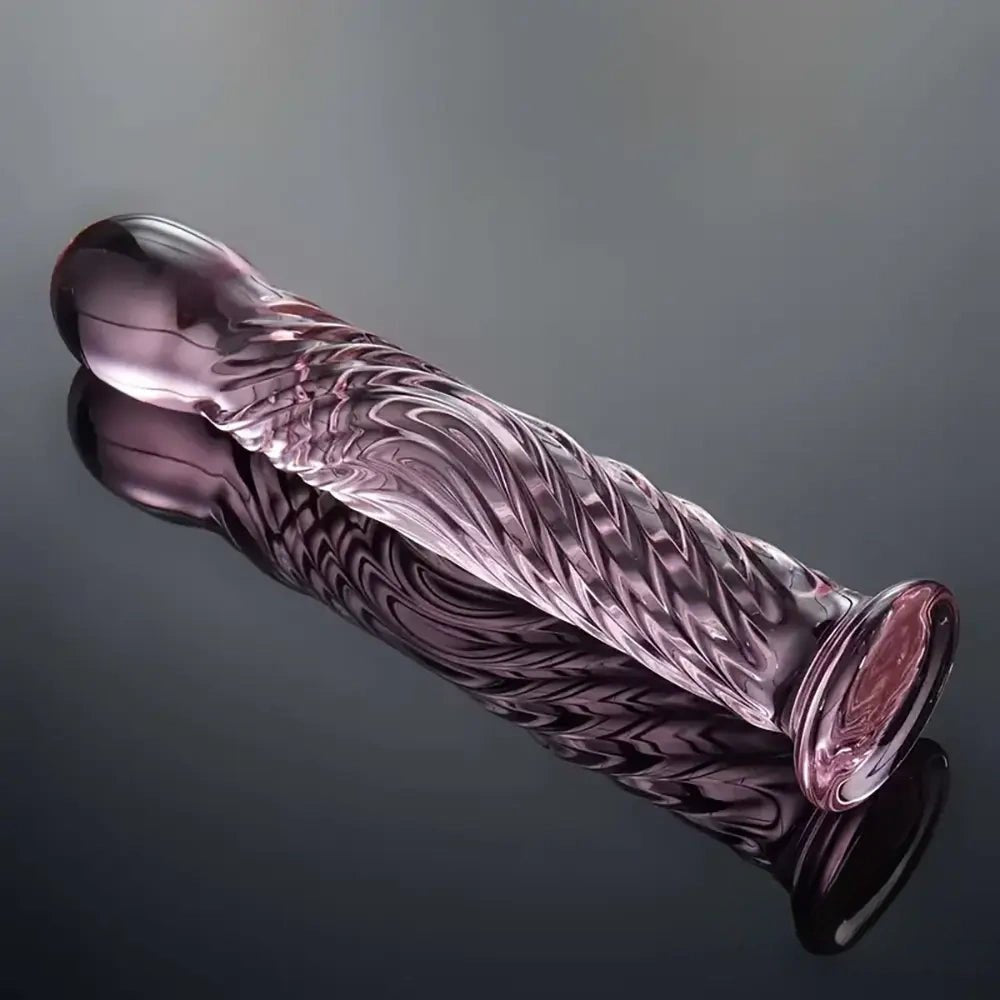 Pink Threaded Glass Dildo - Glass Dildo 6.69 in