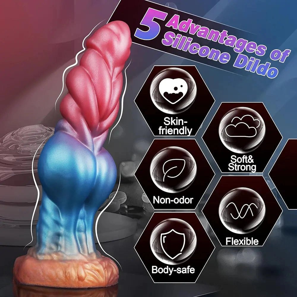 Plumed Knot Ombre Dildo - Textured Animal Fantasy Dildo