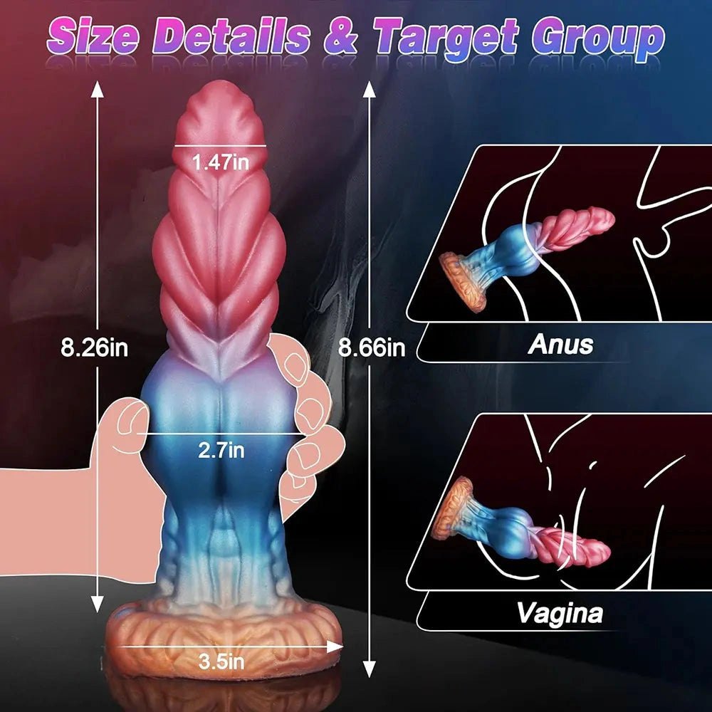 Plumed Knot Ombre Dildo - Textured Animal Fantasy Dildo