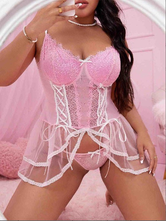 Plus Size Backless Lace Babydoll - Sexy Babydoll Lingerie