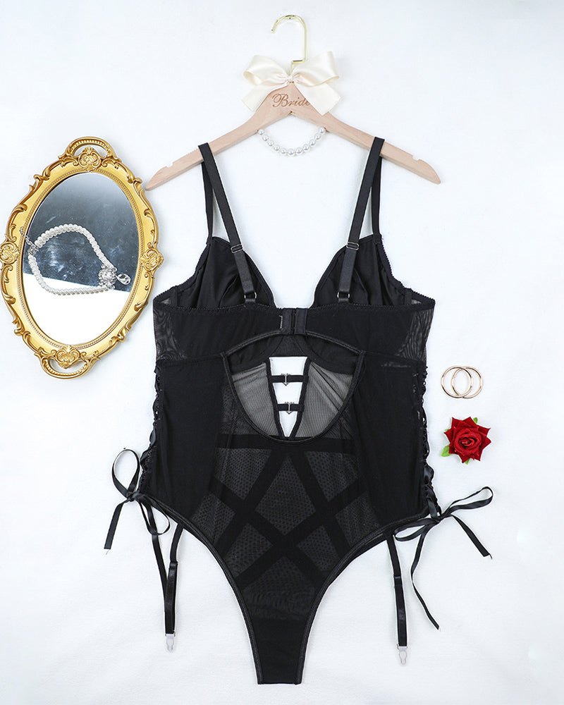 Plus Size Faux Leather Cutout Bodysuit - Sexy Bodysuit Lingerie