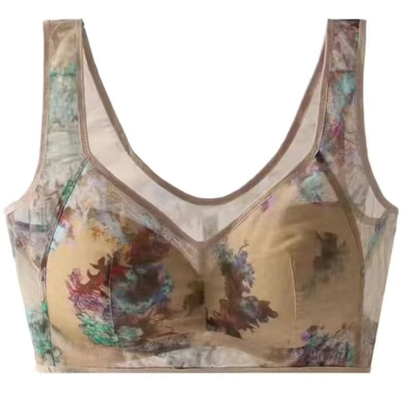 Plus Size Floral Wireless Vest Bra - Lingerie Set for Women