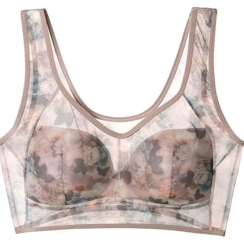 Plus Size Floral Wireless Vest Bra - Lingerie Set for Women