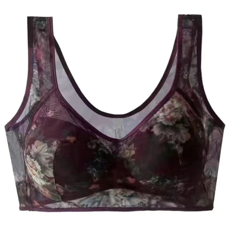 Plus Size Floral Wireless Vest Bra - Lingerie Set for Women