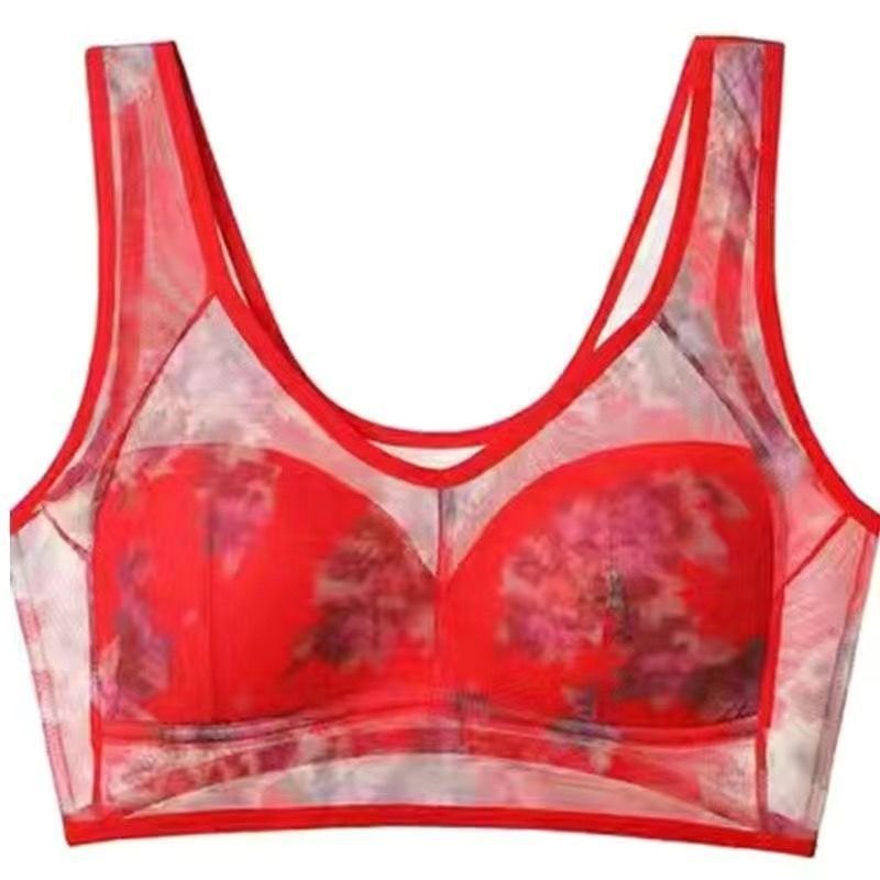 Plus Size Floral Wireless Vest Bra - Lingerie Set for Women