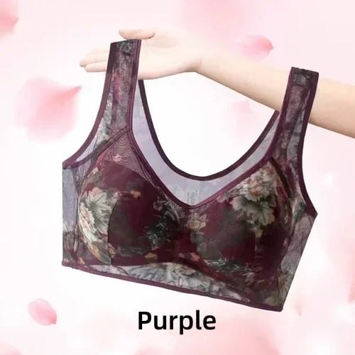 Plus Size Floral Wireless Vest Bra - Lingerie Set for Women