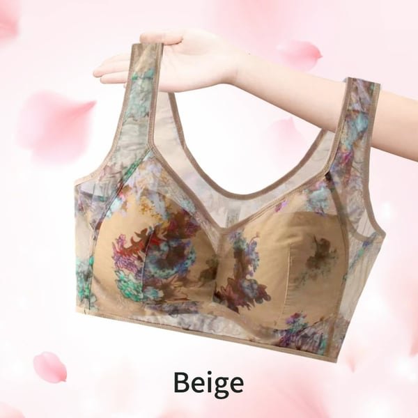 Plus Size Floral Wireless Vest Bra - Lingerie Set for Women