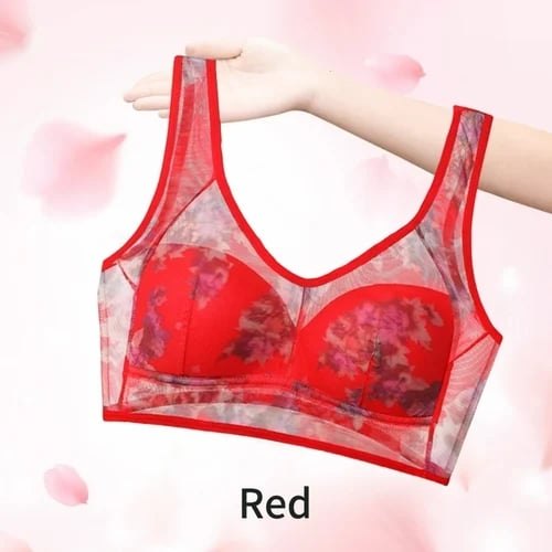 Plus Size Floral Wireless Vest Bra - Lingerie Set for Women