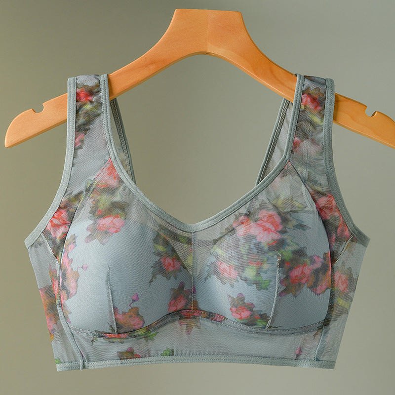 Plus Size Floral Wireless Vest Bra - Lingerie Set for Women
