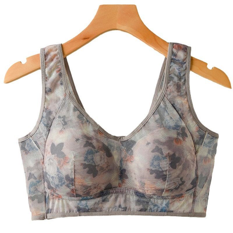 Plus Size Floral Wireless Vest Bra - Lingerie Set for Women