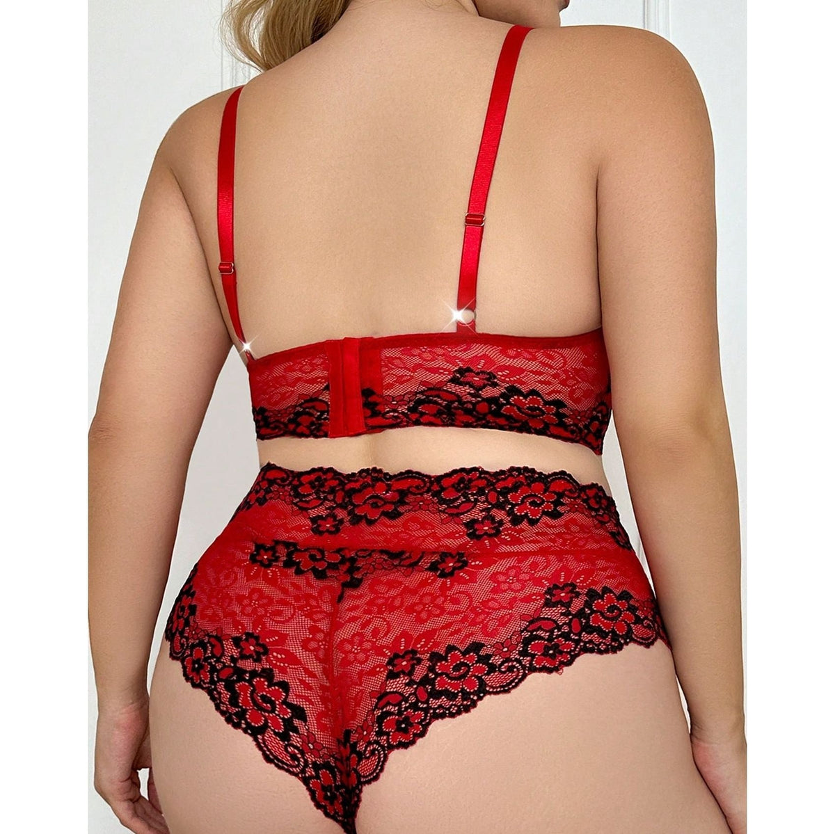 Plus Size High-Waist Lace Bra Set - Lingerie Set for Women