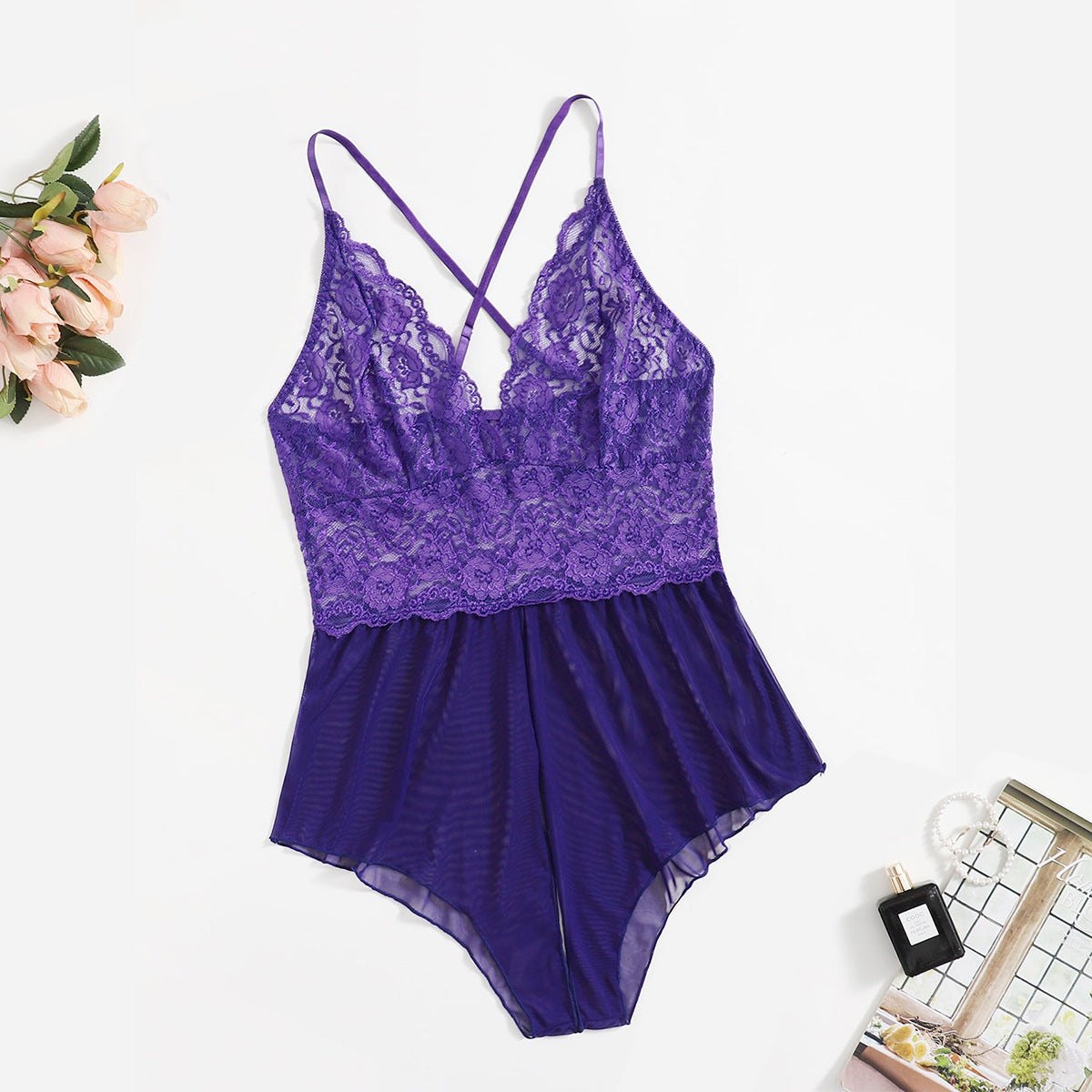 Plus Size Lace Babydoll Jumpsuit - Sexy Babydoll Lingerie