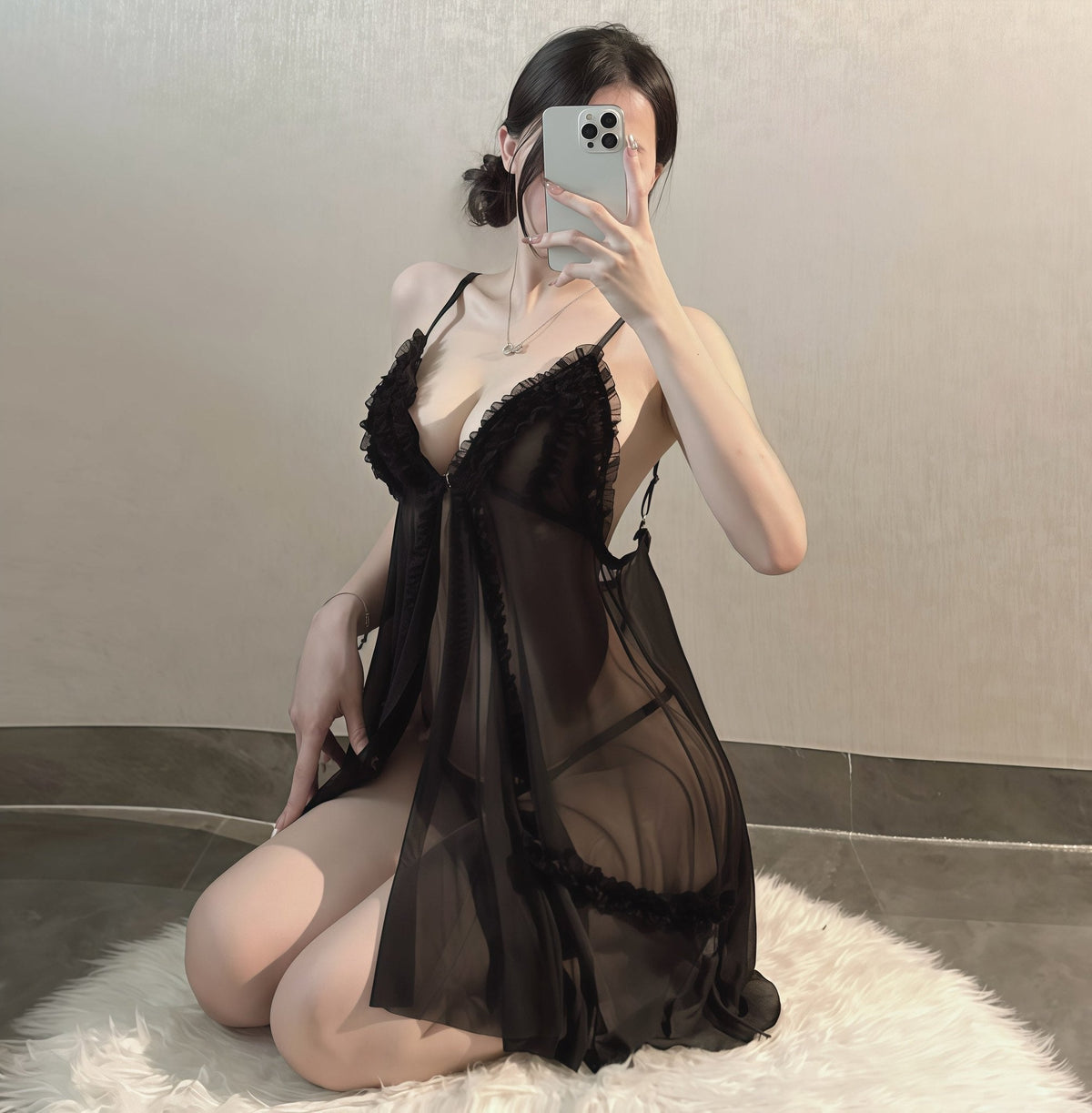 Plus Size Backless Mesh Camisole - Sexy Babydoll Lingerie