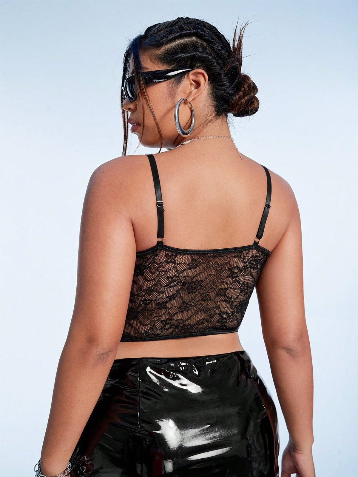 Plus Size Lace Mesh Corset Top - Bustier Lingerie Top