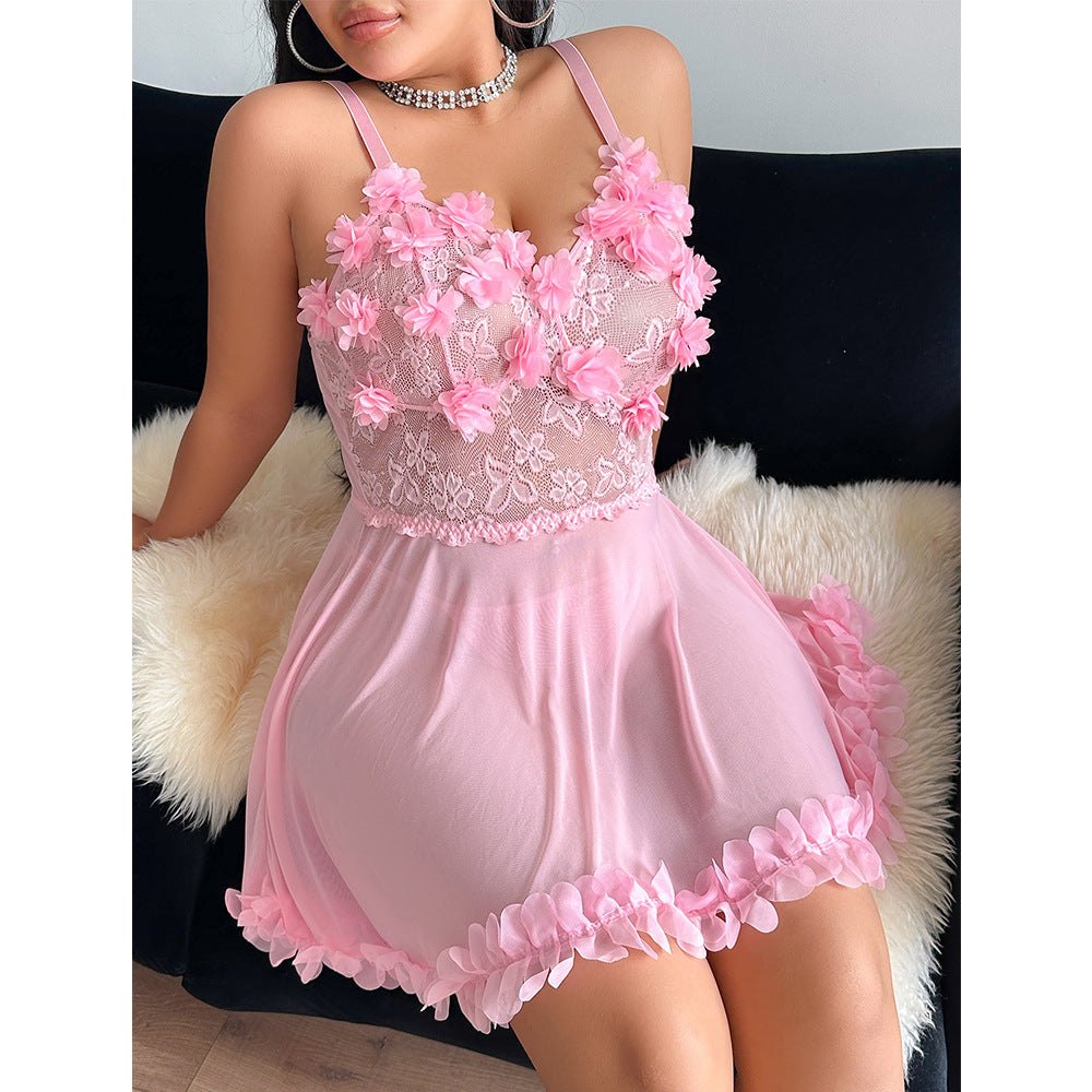 Plus Size Valentine's Lace T-Back Set - Sexy Babydoll Lingerie
