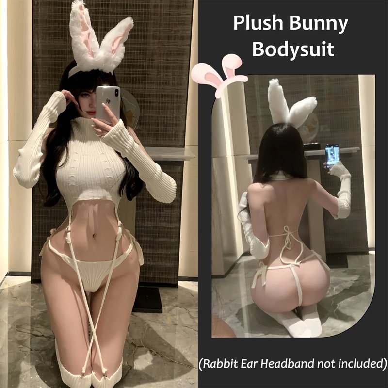 Plush Bunny Cosplay Bodysuit - Sexy Roleplay Costume
