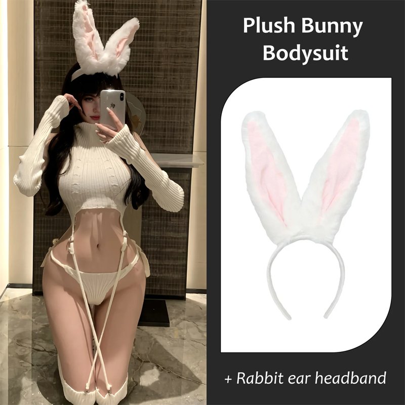 Plush Bunny Cosplay Bodysuit - Sexy Roleplay Costume