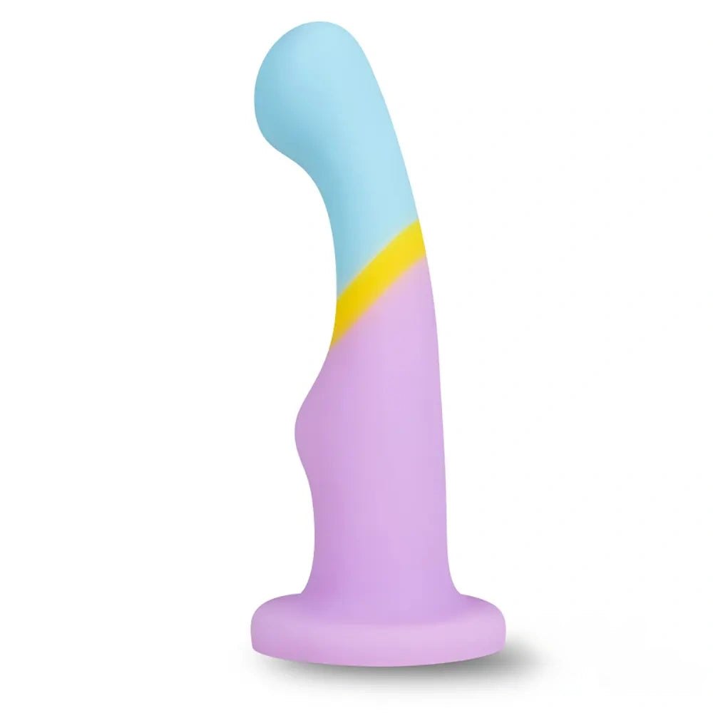 Pride Color Curved Dildo - Rainbow Anal Silicone Dildo