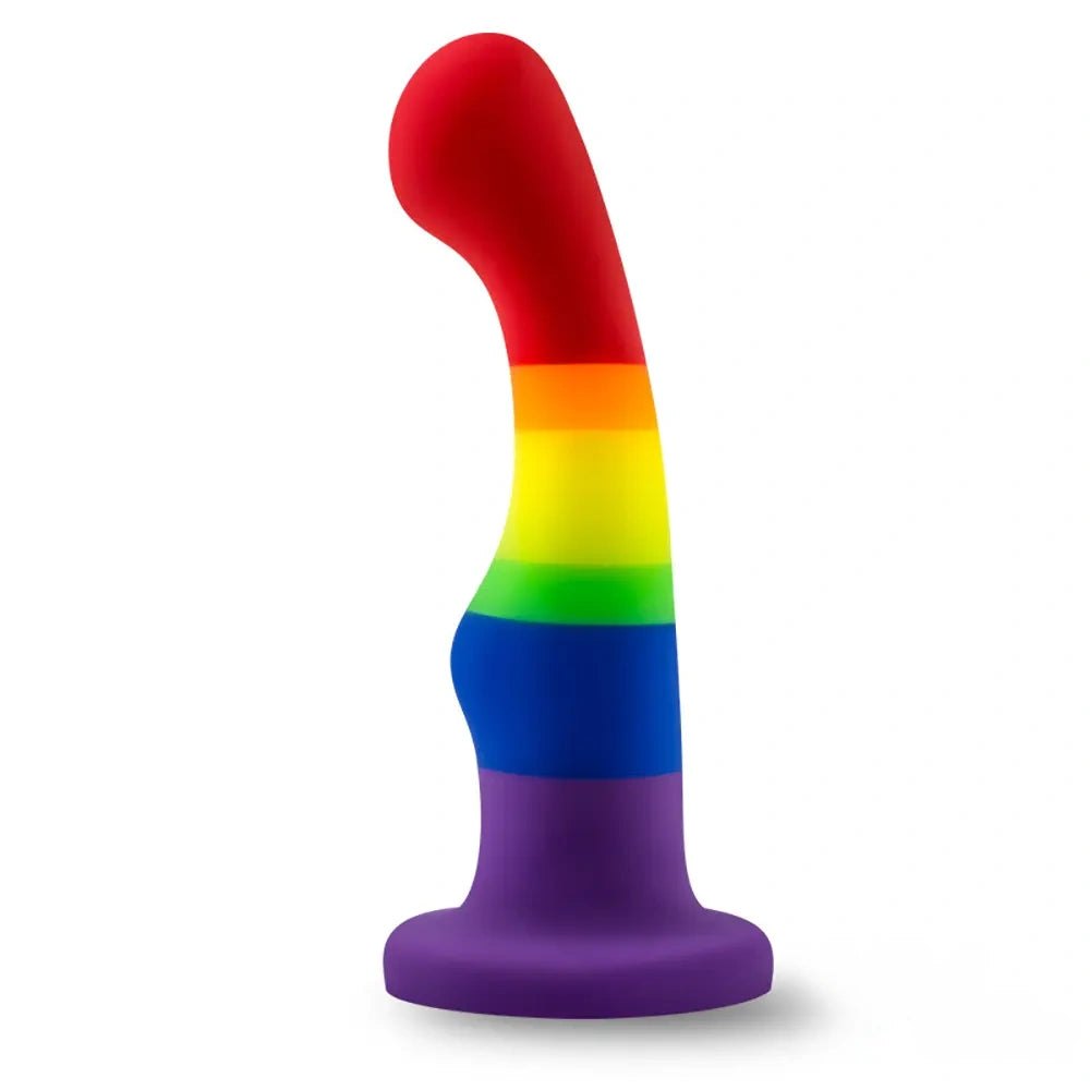Pride Color Curved Dildo - Rainbow Anal Silicone Dildo