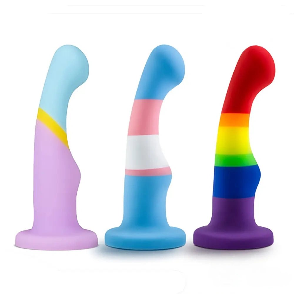 Pride Color Curved Dildo - Rainbow Anal Silicone Dildo