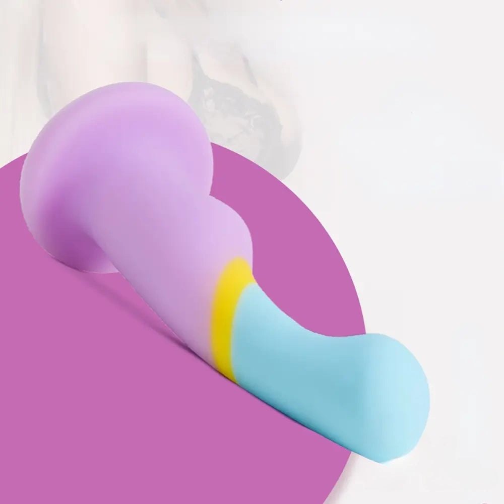 Pride Color Curved Dildo - Rainbow Anal Silicone Dildo