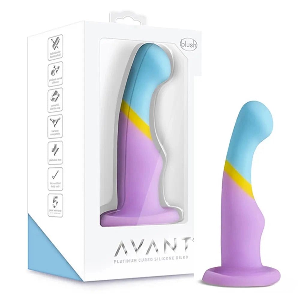 Pride Color Curved Dildo - Rainbow Anal Silicone Dildo