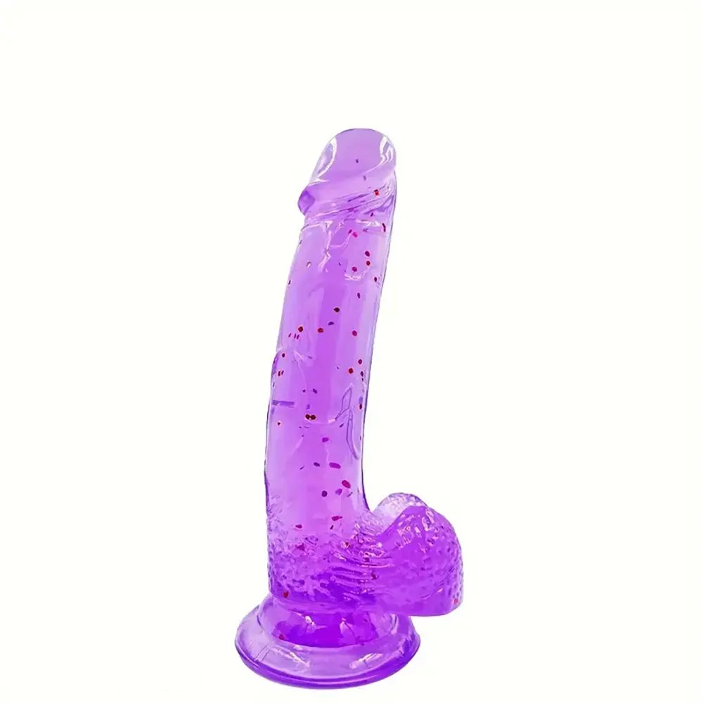 Purple Confetti Jelly Dildo - Realistic Jelly Dildo
