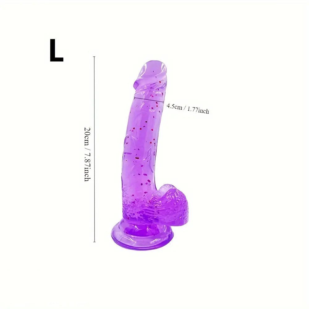 Purple Confetti Jelly Dildo - Realistic Jelly Dildo