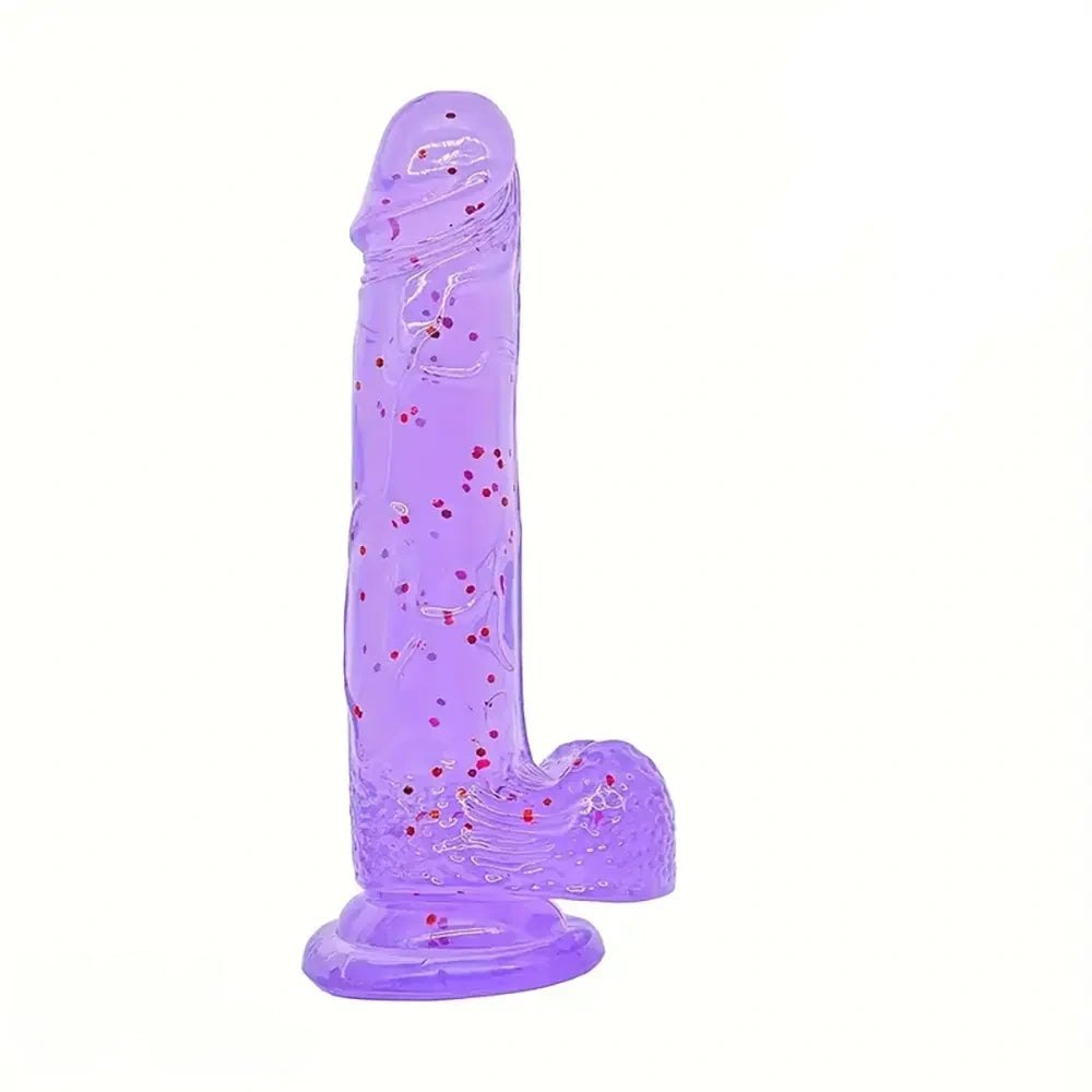 Purple Glitter Jelly Dildo - Glitter PVC Dildo