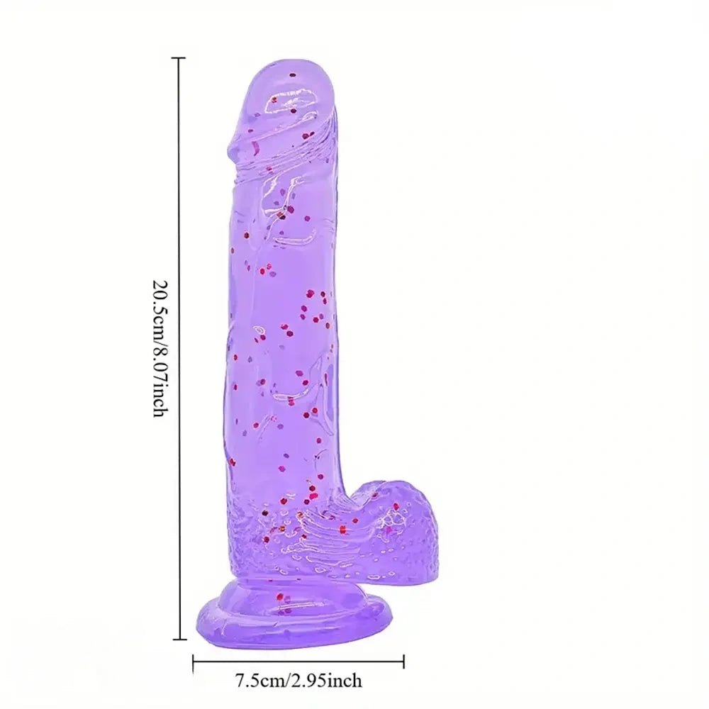 Purple Glitter Jelly Dildo - Glitter PVC Dildo