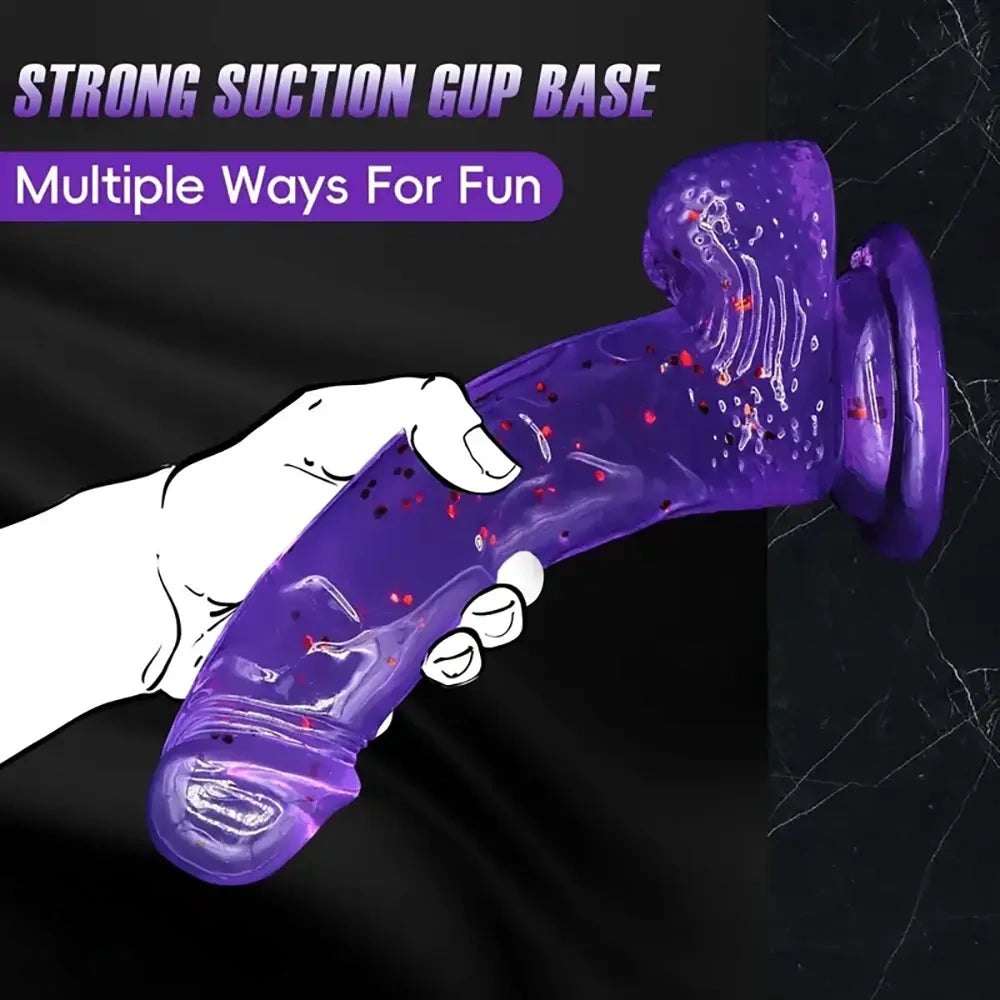 Purple Glitter Jelly Dildo - Glitter PVC Dildo