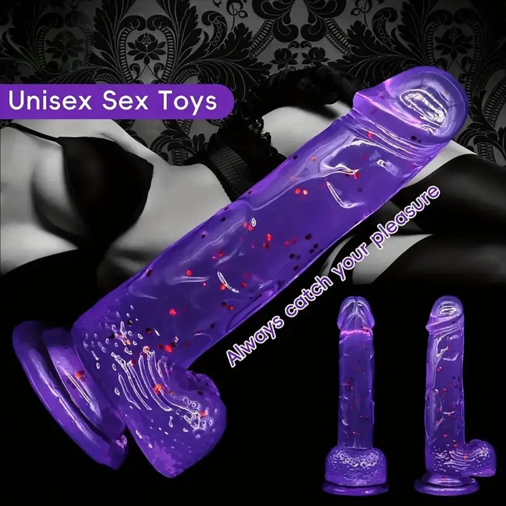 Purple Glitter Jelly Dildo - Glitter PVC Dildo