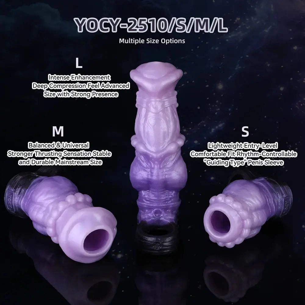 Purple Horse Knot Sleeve - Platinum Silicone Dildo Sleeve