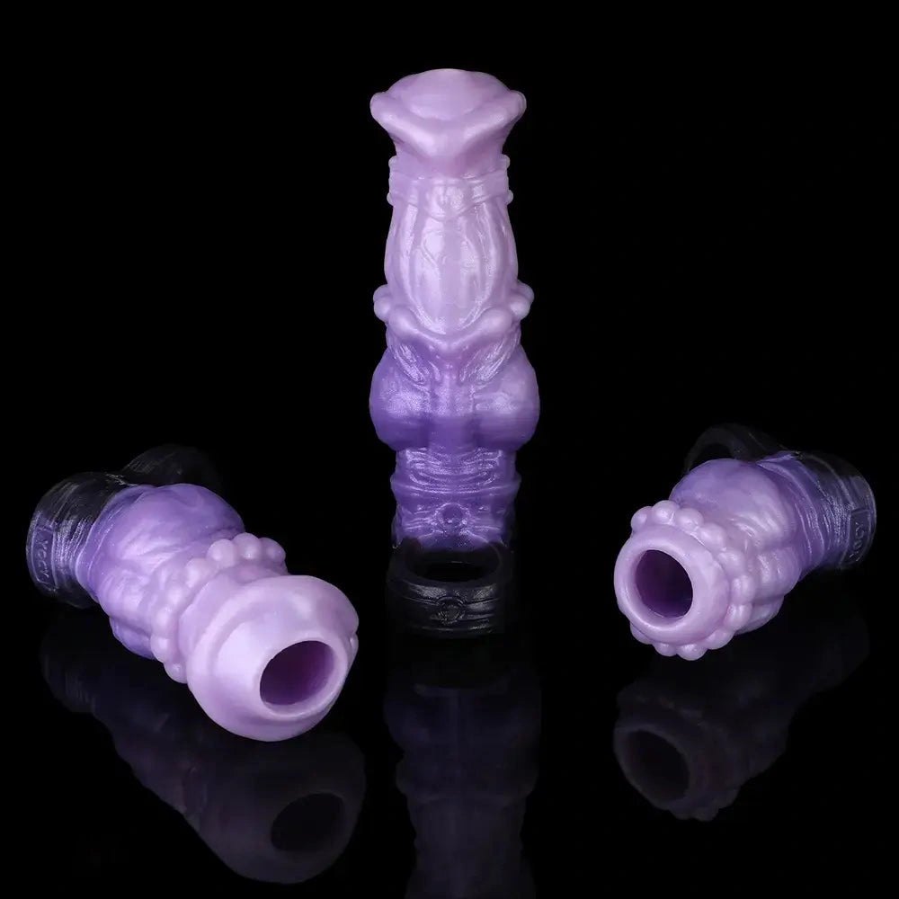 Purple Horse Knot Sleeve - Platinum Silicone Dildo Sleeve