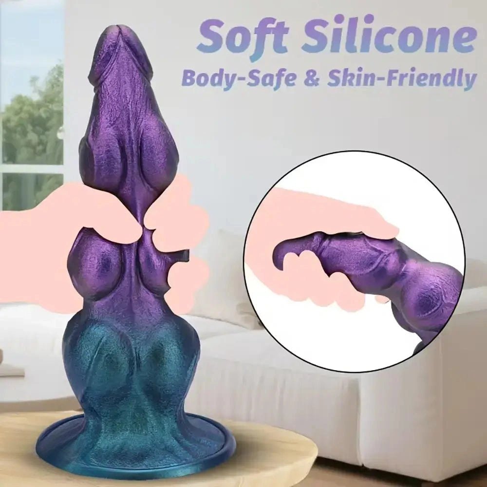Purple Knot Fantasy Suction Dildo - Silicone Knot Fantasy Dildo