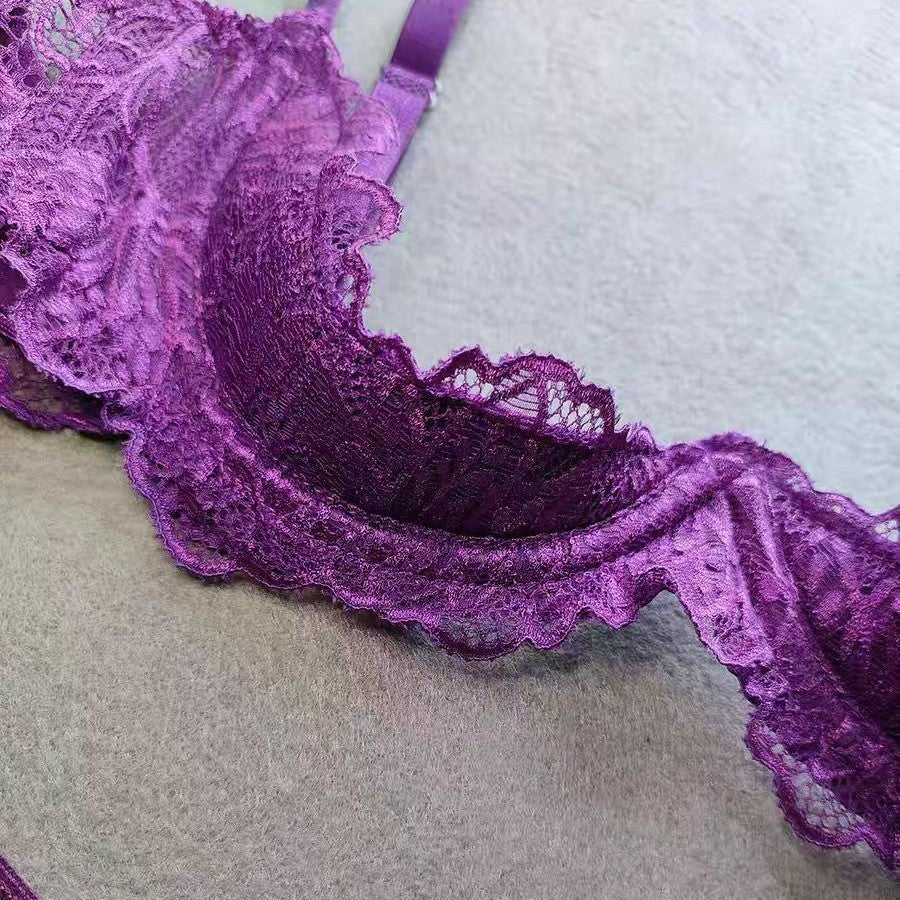 Purple Lace Half-Cup Bralette - Bra and Panty Set