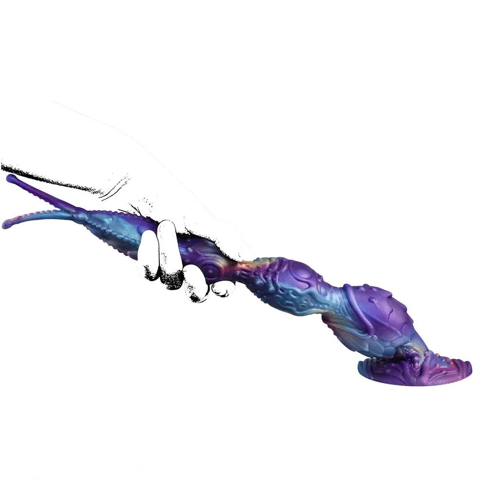 Iridescent Fantasy Tendril Dildo - Purple Teal Silicone Dildo